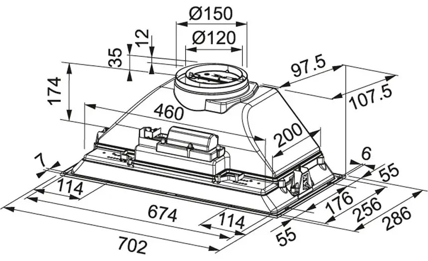 Franke Inca Smart FBI 705 XS HCS 305.0599.510 Габаритні розміри