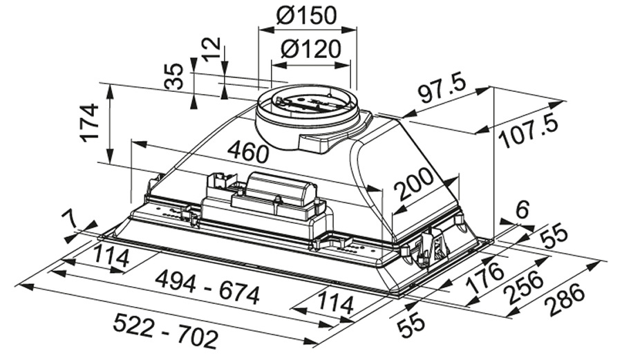 Franke Inca Smart FBI 705 GR (305.0599.533) Габаритні розміри