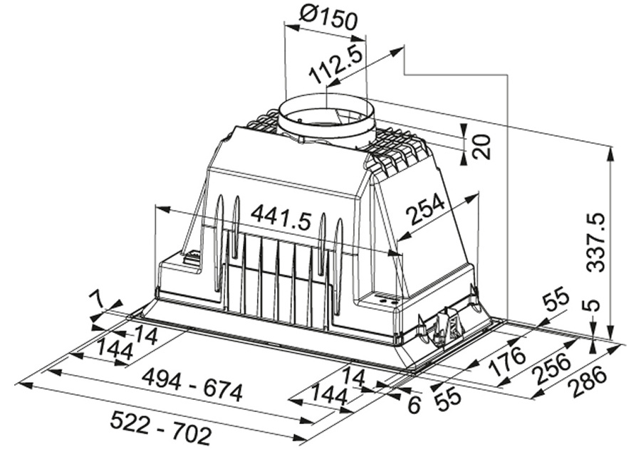 Franke Inca Plus FBI 705 PLUS 305.0599.544 Габаритні розміри