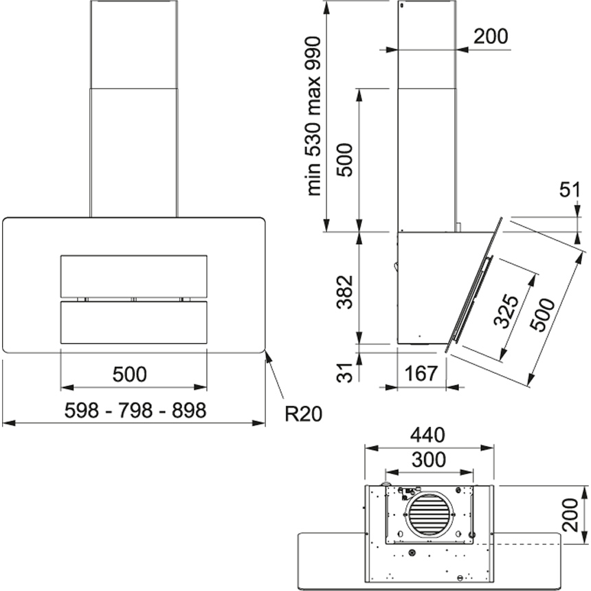 Franke Maris FMA 605 BK 110.0437.300 Габаритні розміри