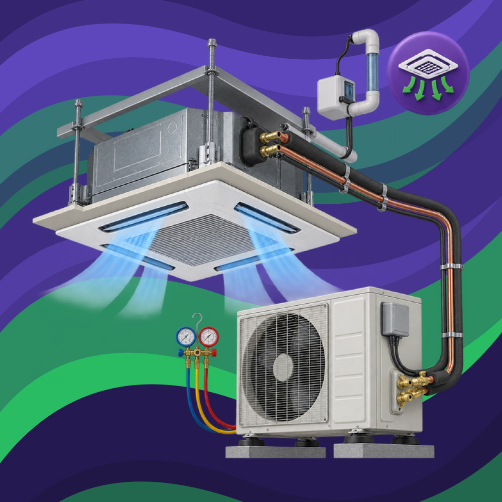 Стандартний монтаж касетного кондиціонера (12000 Btu)