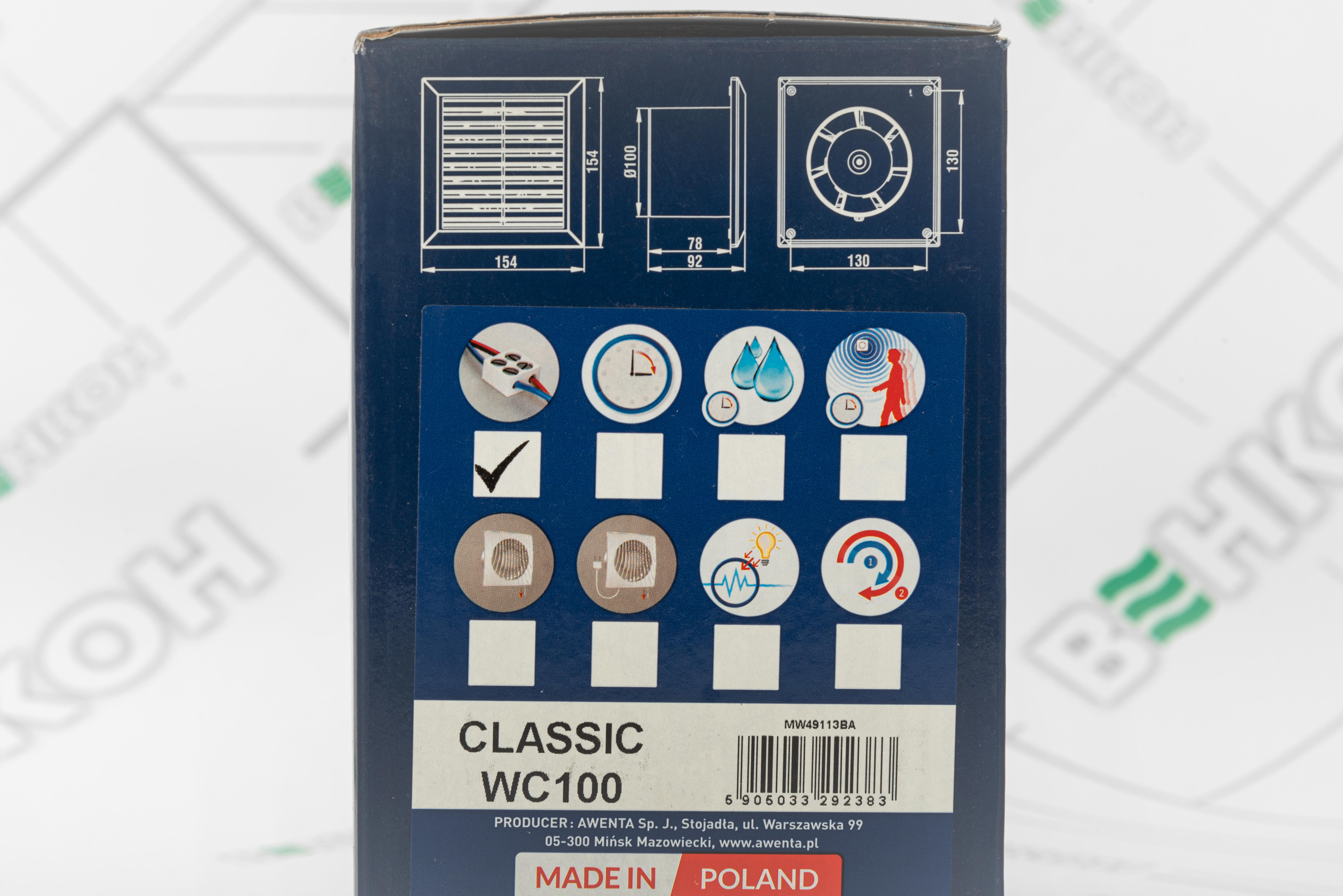 Вытяжной вентилятор Awenta Classic WC100 внешний вид - фото 9