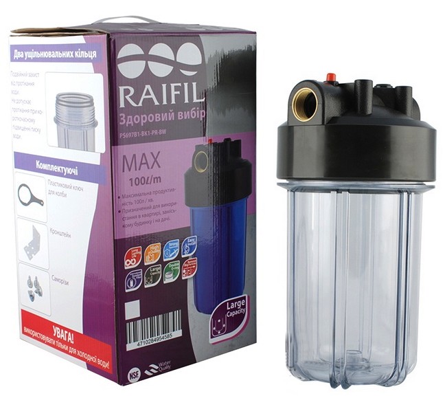 Магистральный фильтр Raifil 10 Big Blue 1" прозрачный (PS697C1-BK1-PR) цена 2343 грн - фотография 2