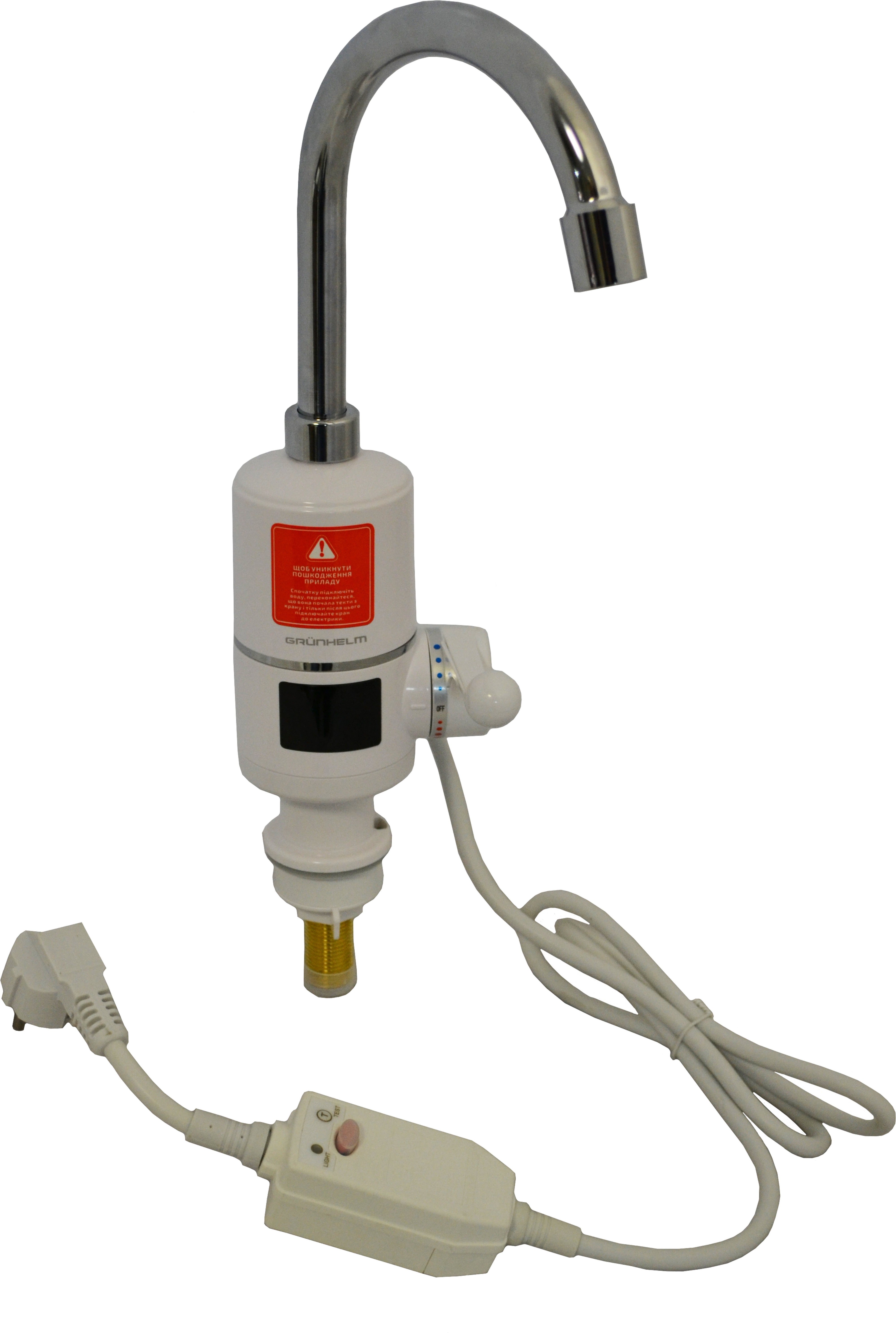 Проточный кран водонагреватель Grunhelm EWH-1X-3F-LED