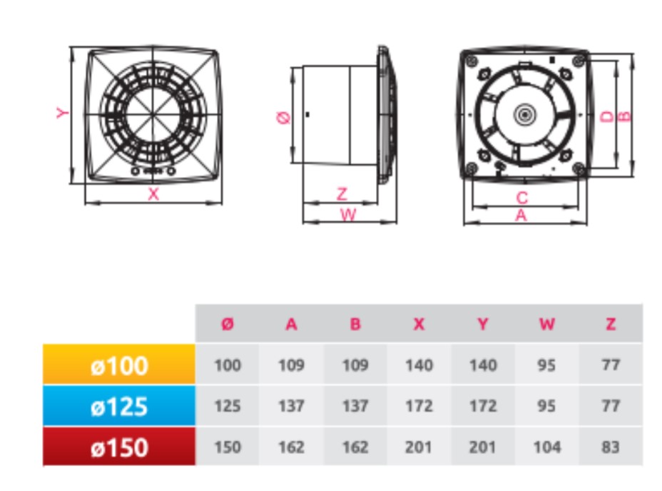 Awenta Vega WGB100W Габаритные размеры