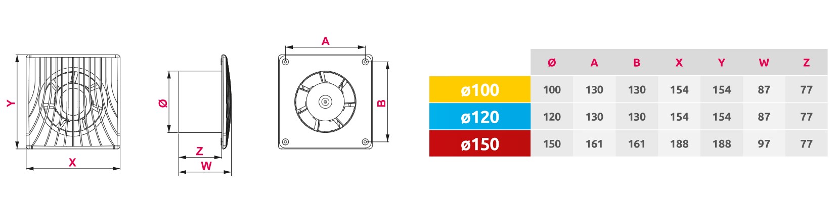 Awenta WA100W Габаритные размеры