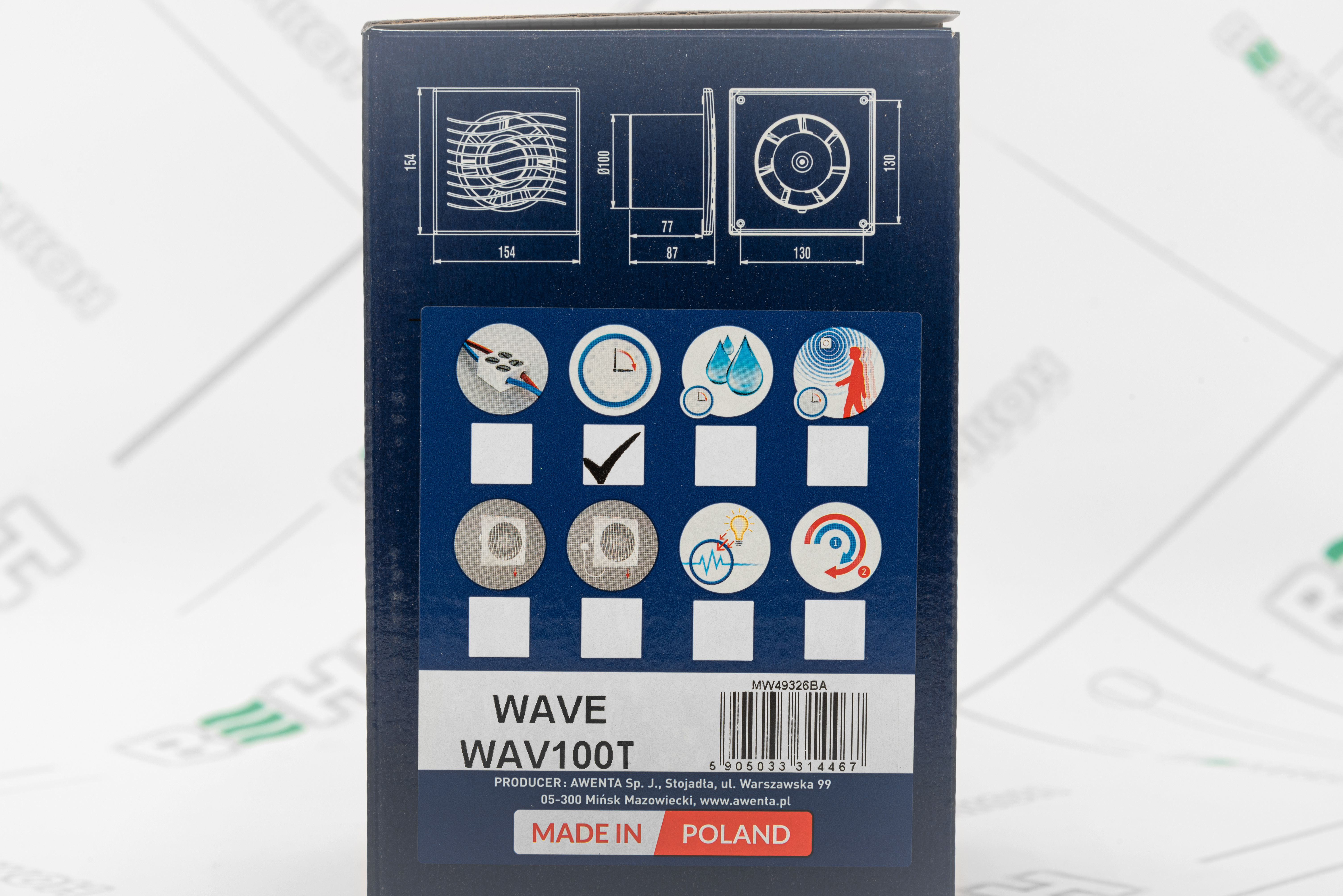 Вытяжной вентилятор Awenta Wave WAV100T внешний вид - фото 9
