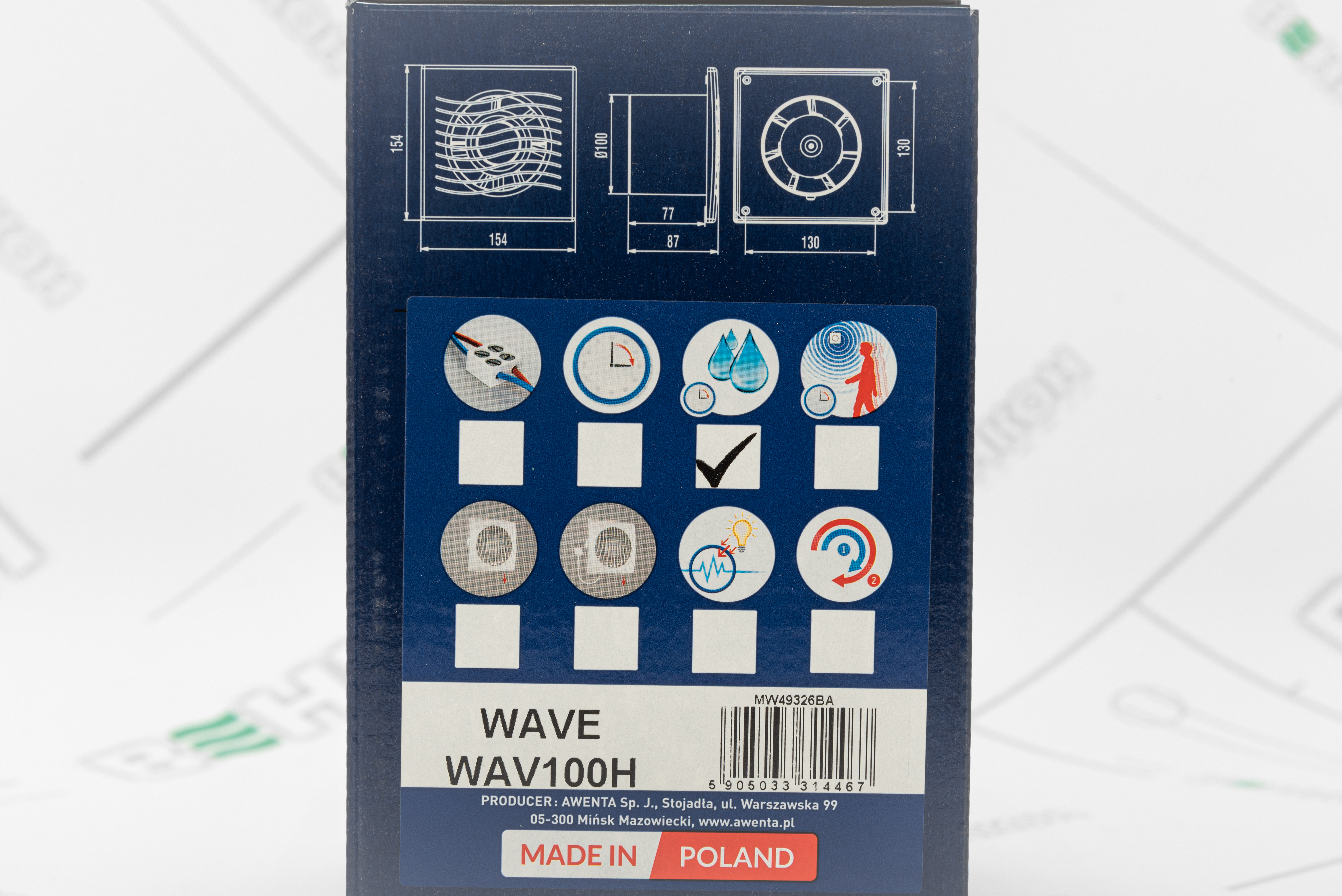 Вытяжной вентилятор Awenta Wave WAV100H внешний вид - фото 9