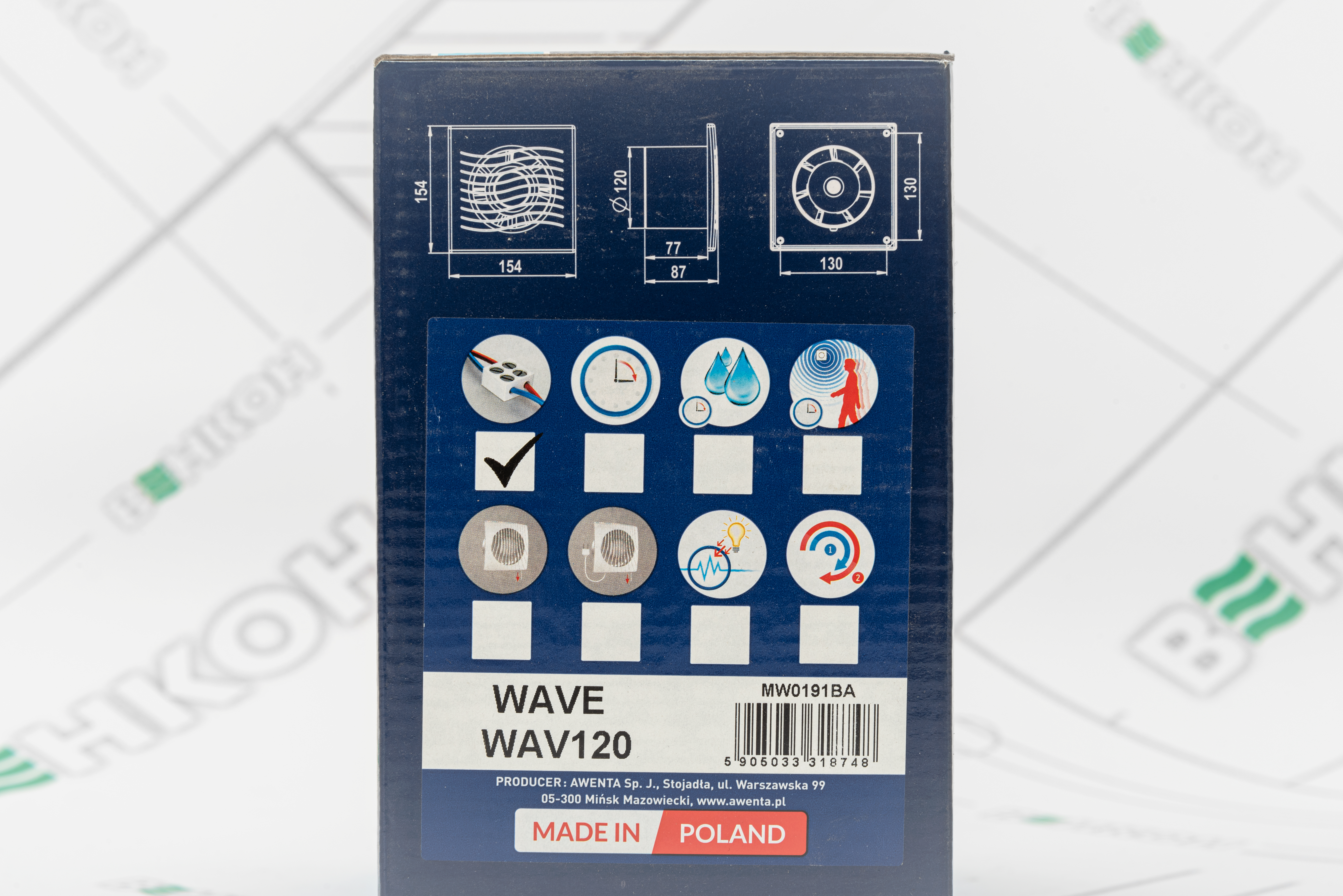 Вытяжной вентилятор Awenta Wave WAV120 внешний вид - фото 9