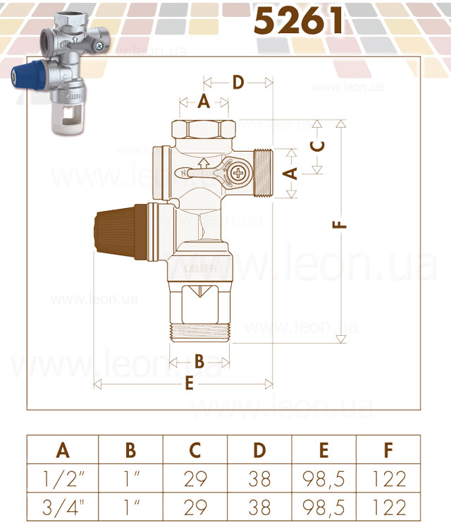 Комплект безопасности бойлера вертикальный Caleffi 526142KIT цена 1210.00 грн - фотография 2