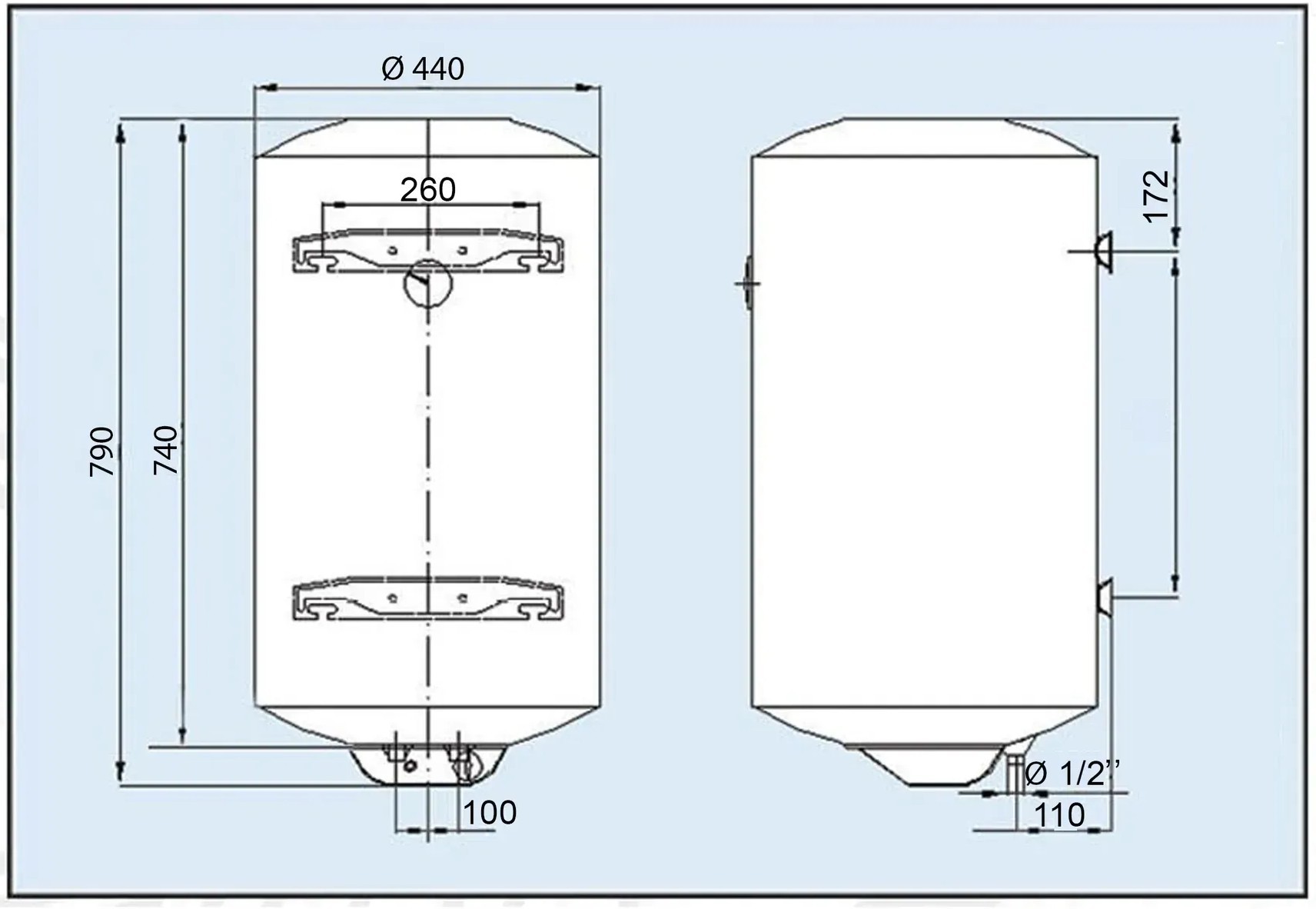 Leov EL 80 l Габаритные размеры