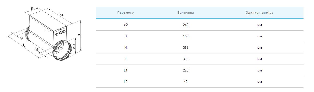 Вентс НК 250-1,2-1 Габаритні розміри