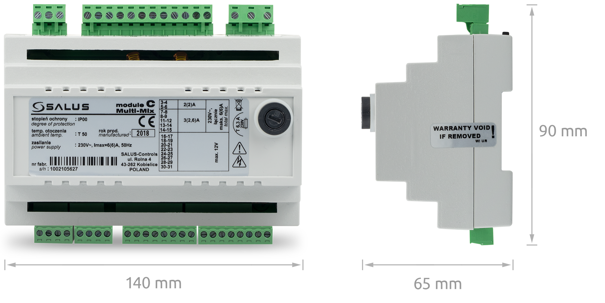 Salus Multi-Mix modul B/C Габаритні розміри