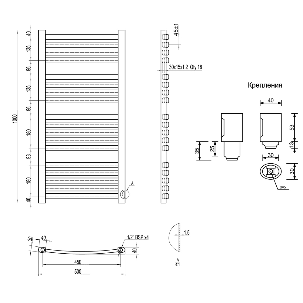 Qtap Dias (SIL) P18 1000x500 HY Габаритні розміри