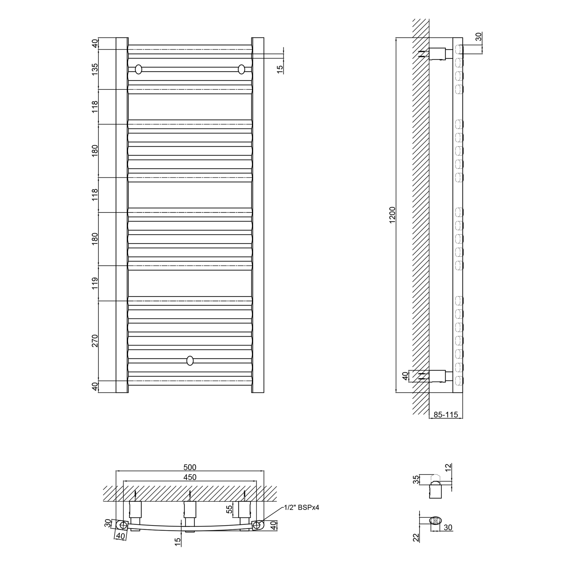 Qtap Dias (SIL) P21 1200x500 HY Габаритные размеры