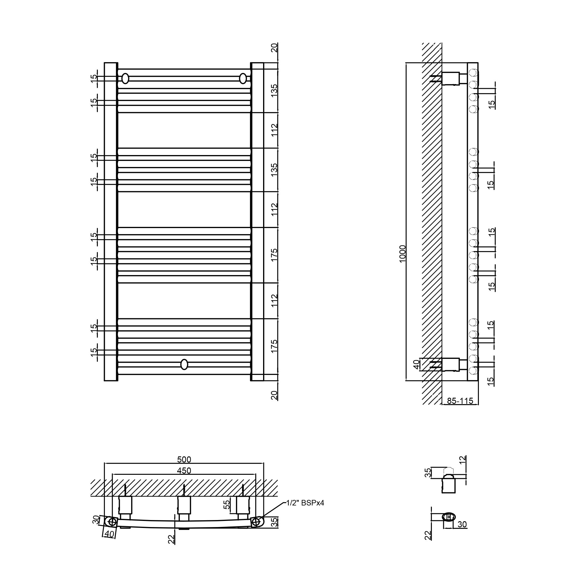 Qtap Evia (WHI) P18 1000x500 HY Габаритні розміри