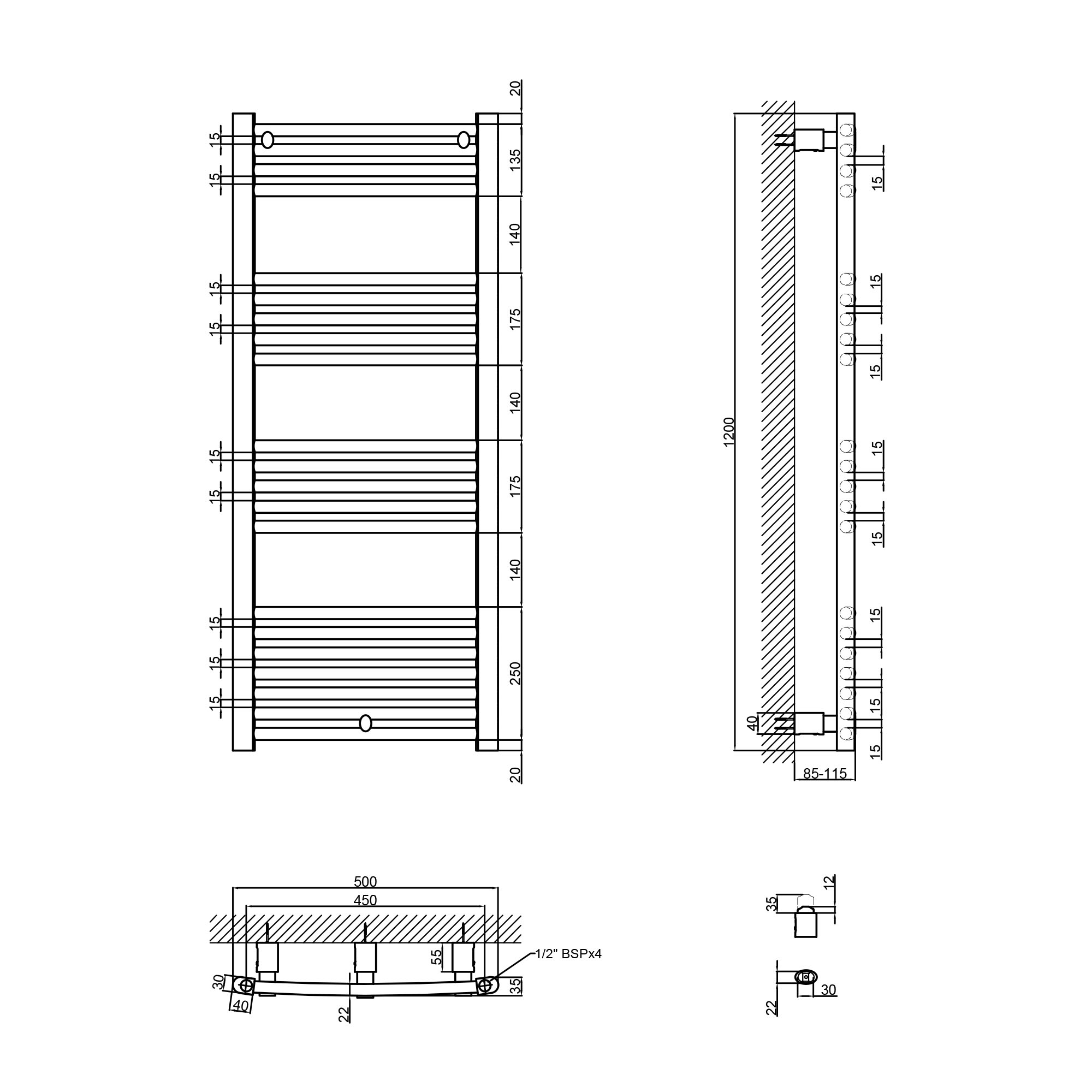 Qtap Evia (WHI) P21 1200x500 HY Габаритні розміри