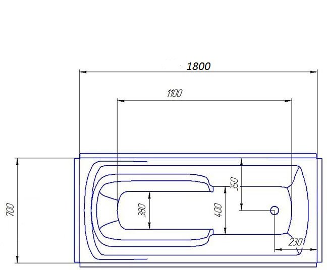 Redokss San Alento 1800х700 Габаритні розміри