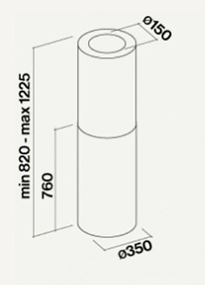 Falmec Design Polar Black Isola 35 Габаритные размеры