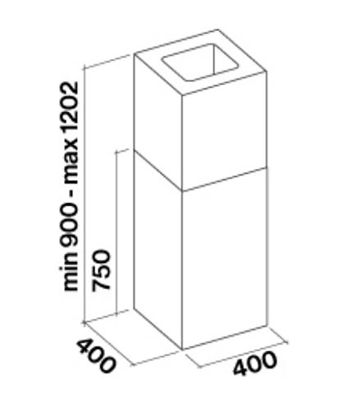 Falmec Fasteel Mira Top Isola 40 Inox Габаритные размеры