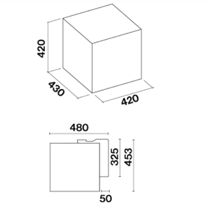 Falmec E.Ion Rubik 42 Black Габаритні розміри