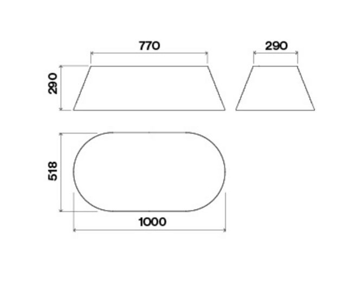 Falmec Circle.Tech Materia Isola 100 Cemento Габаритные размеры