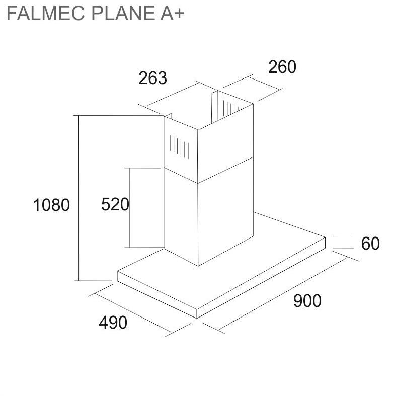 Falmec Green Tech Plane 90 Inox Габаритні розміри