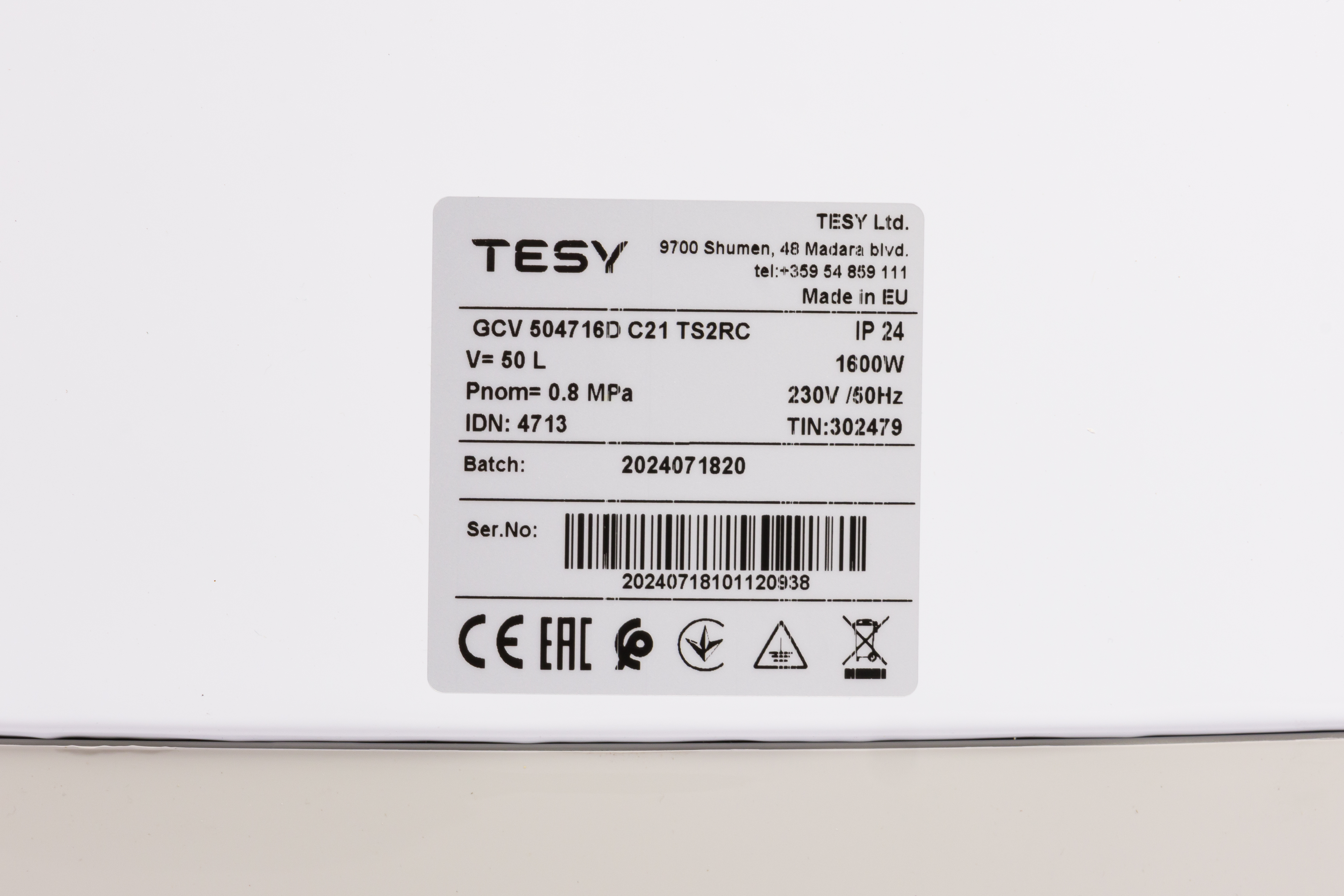 Бойлер Tesy ModEco Ceramic GCV 504716D C21 TS2RC (7 лет безусловной гарантии) характеристики - фотография 7