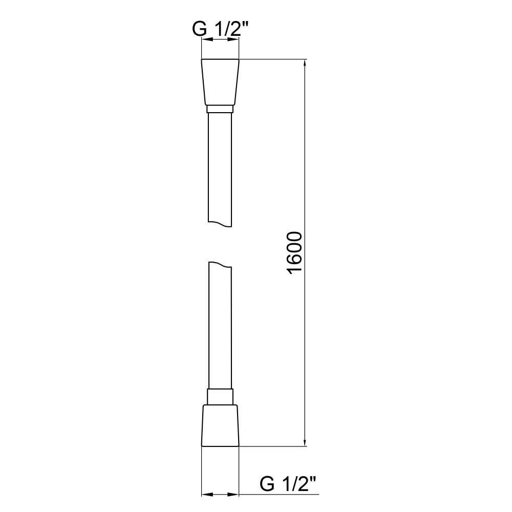 Q-Tap Hadice PVC160C 1,6 м Габаритні розміри