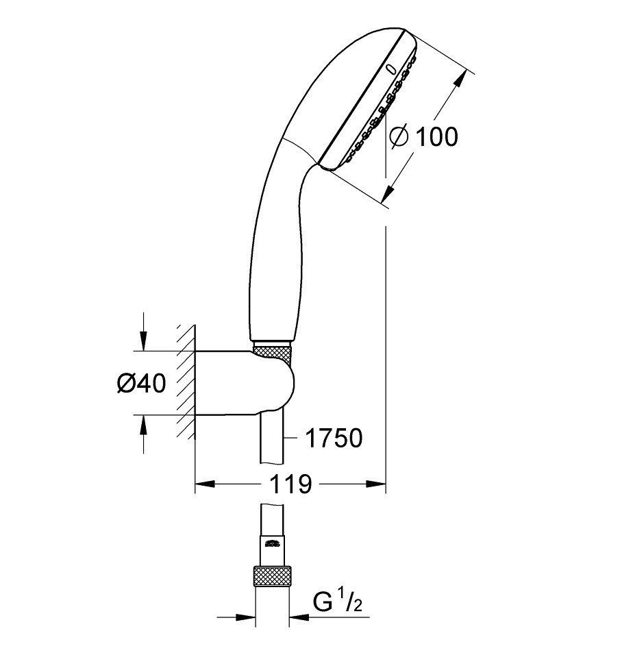 Grohe Grohtherm SmartControl Tempesta 250 UA26415SC1 Габаритні розміри