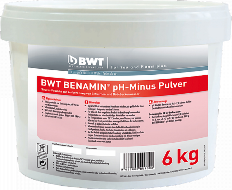 Средство для понижения рН BWT Benamin pH-Minus Pulver 6 кг (94298) в интернет-магазине, главное фото
