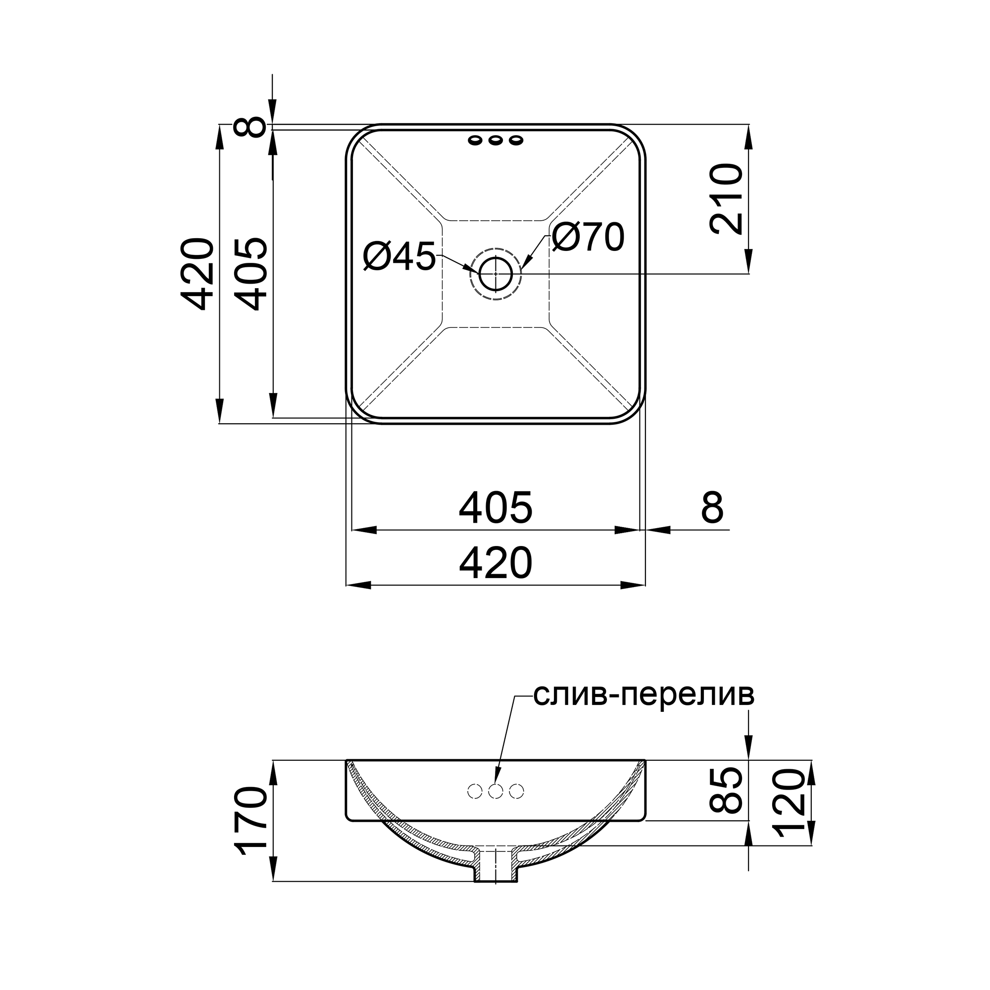 Q-Tap Jay QT0711K424W Габаритные размеры