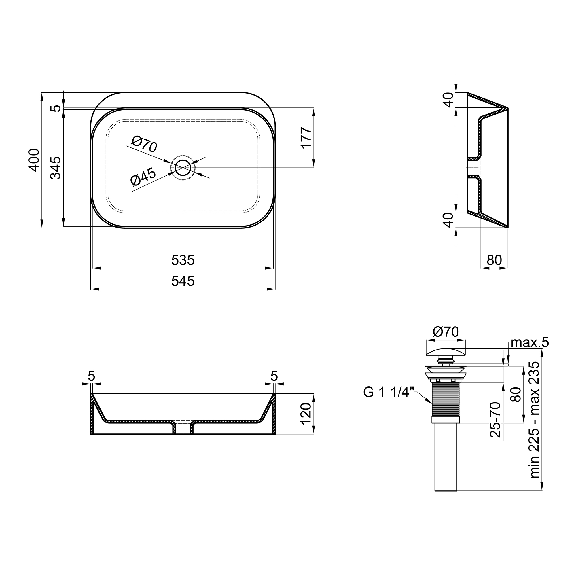 Q-Tap Scorpio QT14112243W Габаритные размеры