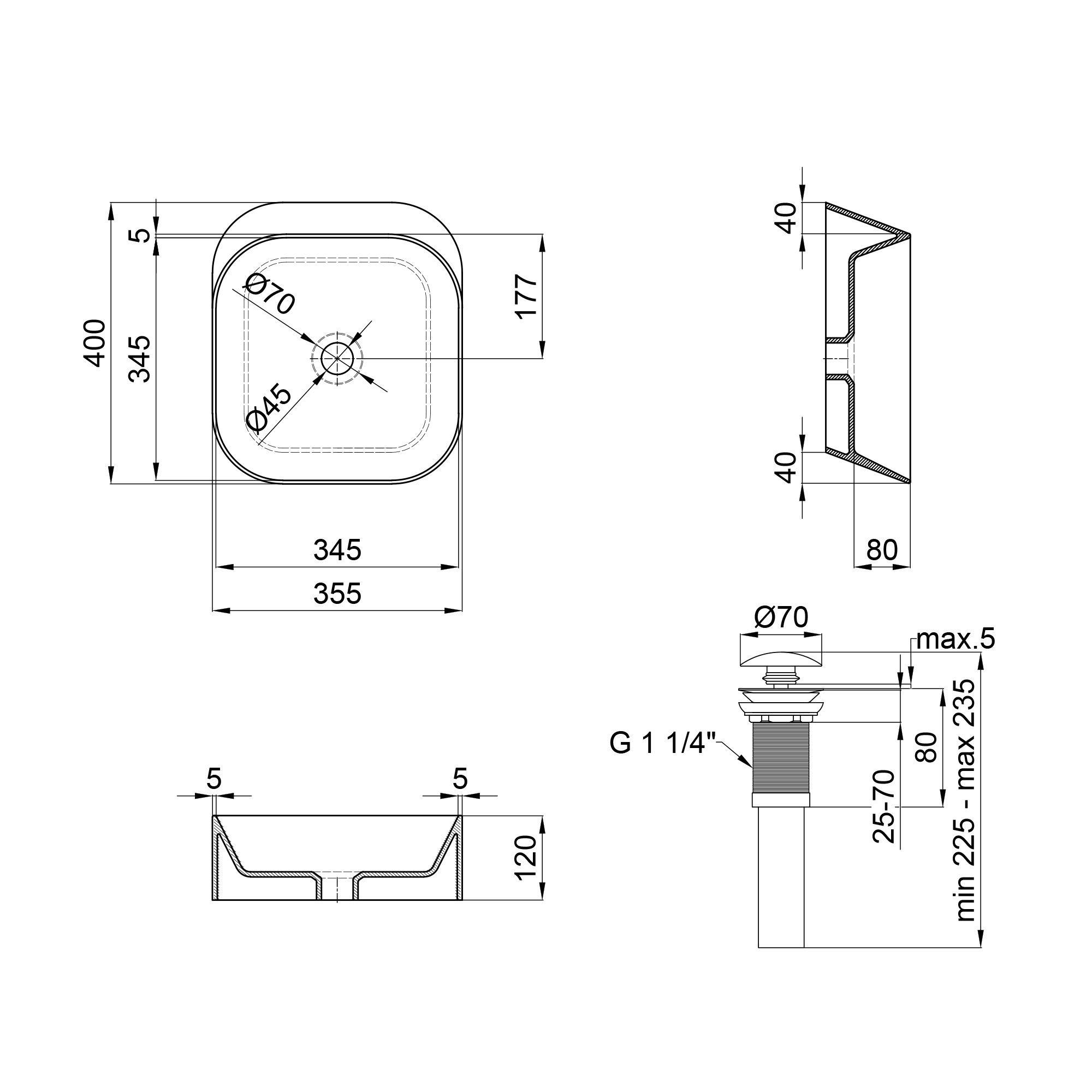 Q-Tap Scorpio QT14112241W Габаритные размеры