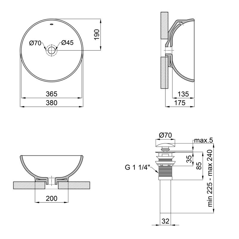 Q-Tap Robin QT1311L408W Габаритні розміри