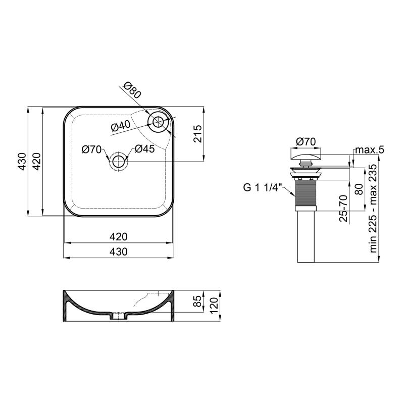 Q-Tap Stork QT15112194W Габаритні розміри