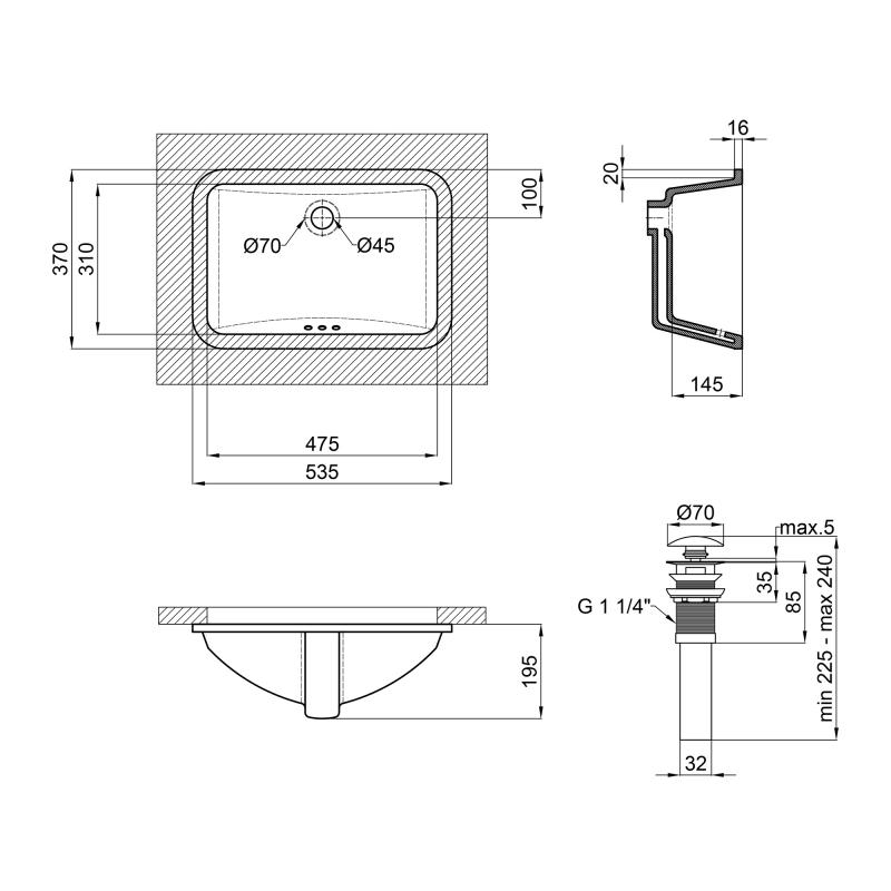 Q-Tap Stork QT15116032W Габаритні розміри