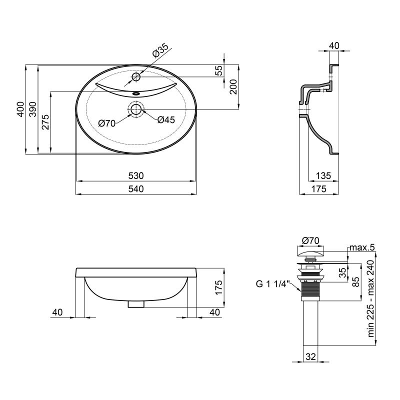 Q-Tap Stork QT1511L737W Габаритные размеры