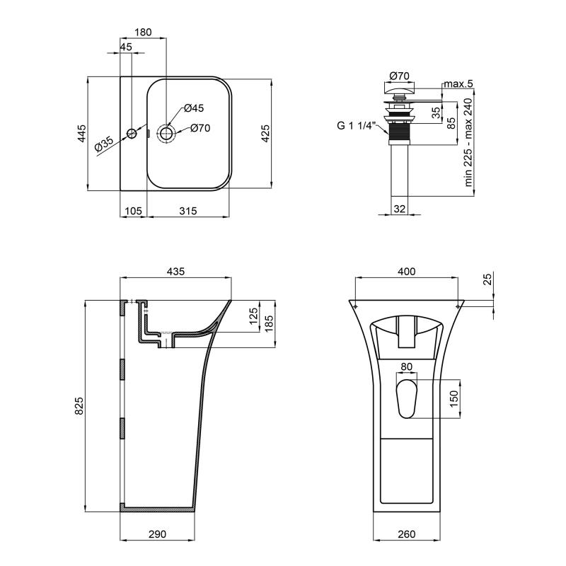 Q-Tap Crow QT0511G315W Габаритні розміри