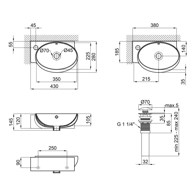 Q-Tap Leo QT11115011LW Габаритные размеры