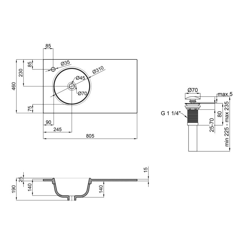 Q-Tap Virgo QT1811FL8130ALLW Габаритные размеры