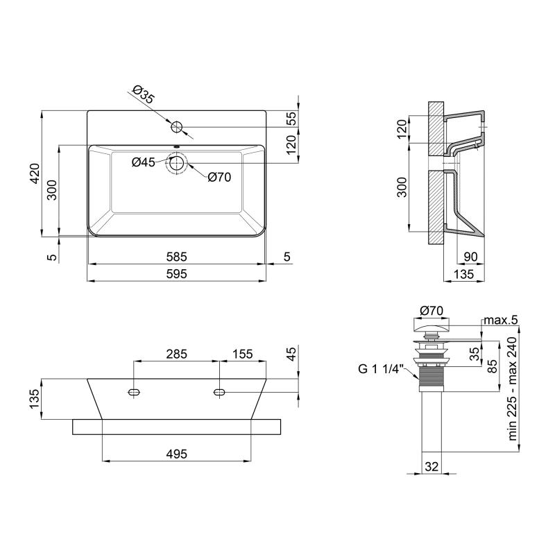 Q-Tap Virgo QT18112253W Габаритные размеры