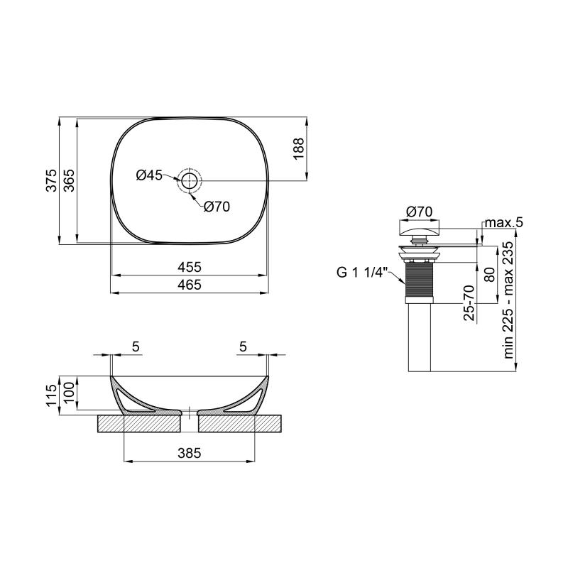 Q-Tap Aquarius QT21112185W Габаритные размеры