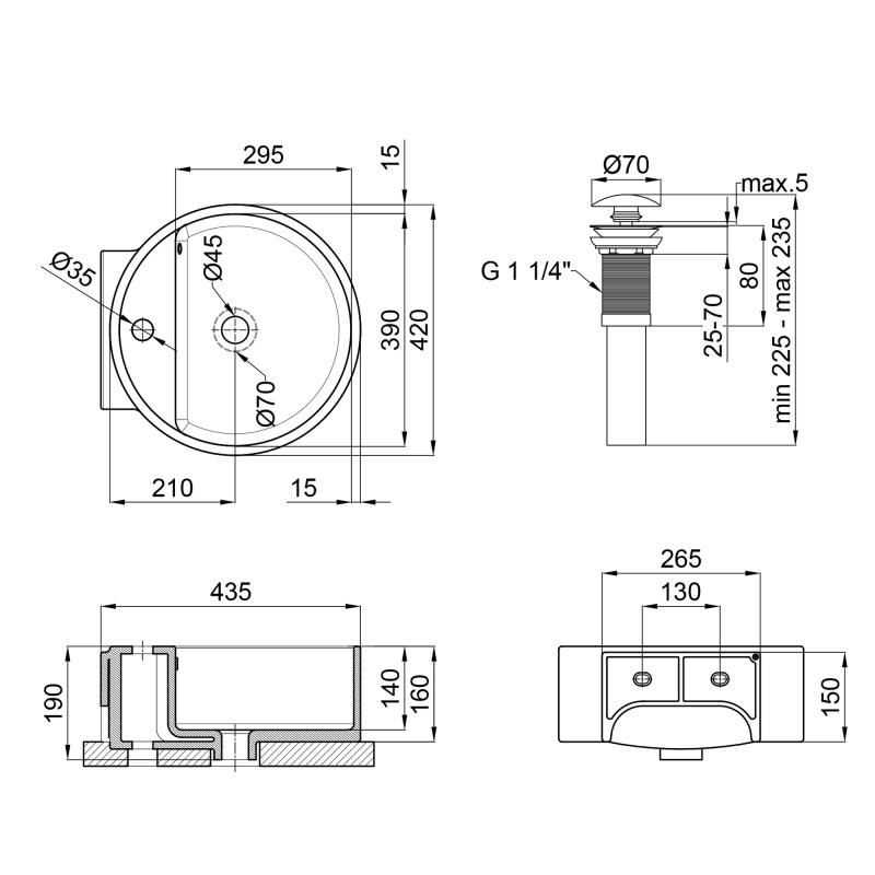 Q-Tap Swan QT1611A005W Габаритні розміри