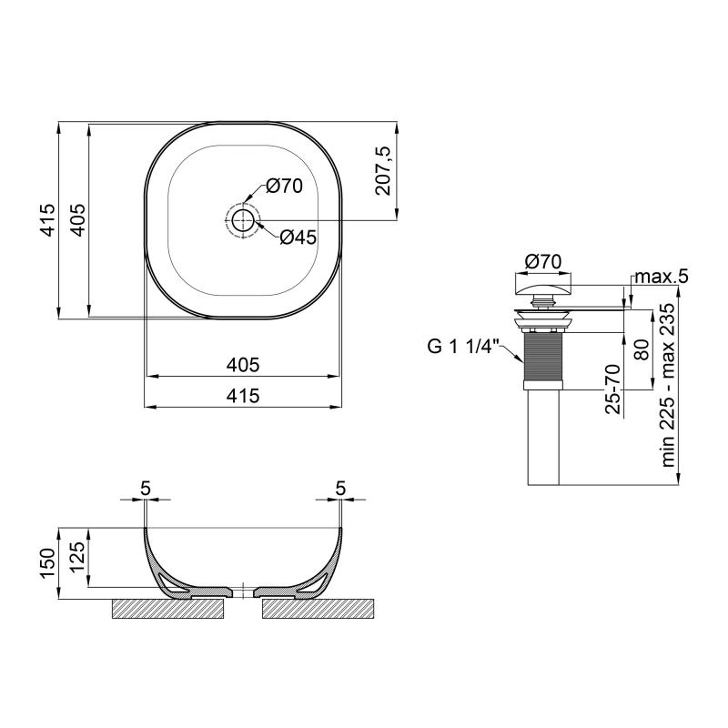 Q-Tap Kolibri QT10112144MBMB Габаритные размеры