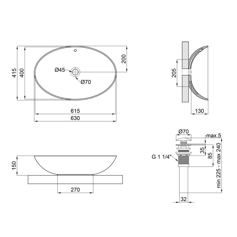 Q-Tap Dove QT06113077W Габаритні розміри