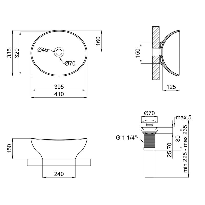 Q-Tap Dove QT06113078W Габаритні розміри