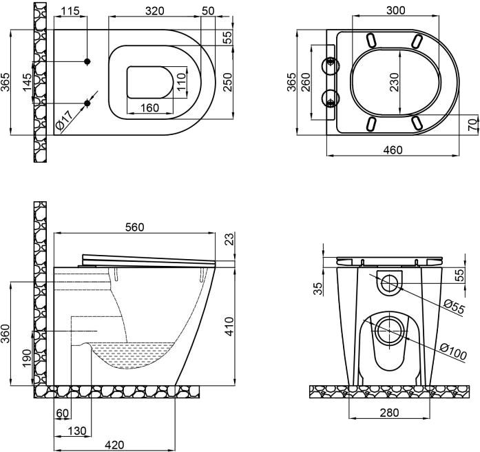 Q-Tap Swan QT16223178W Габаритні розміри