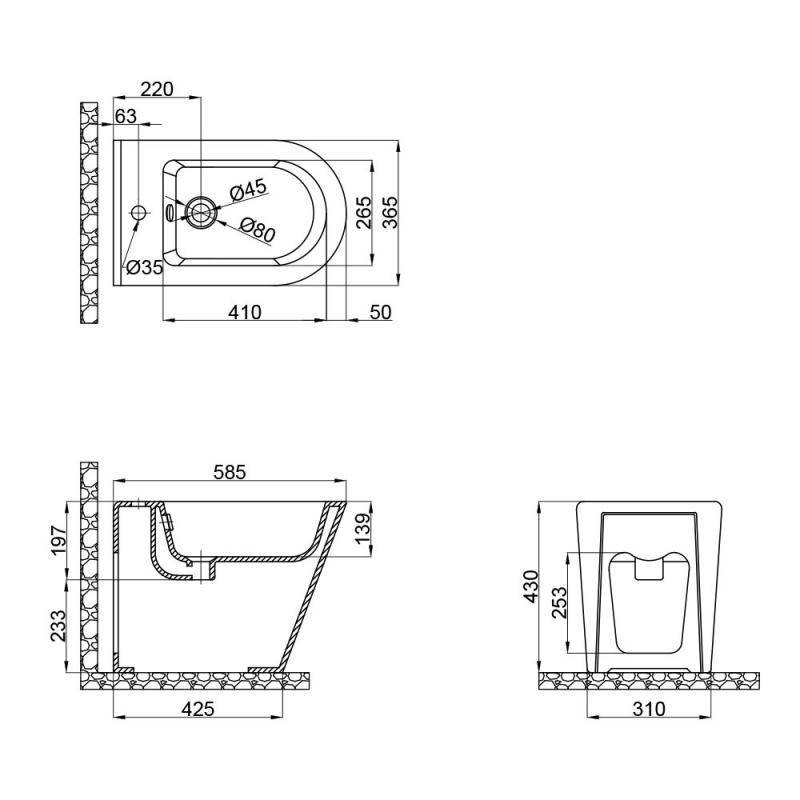 Q-Tap Scorpio Matt black QT14441003CMB Габаритні розміри