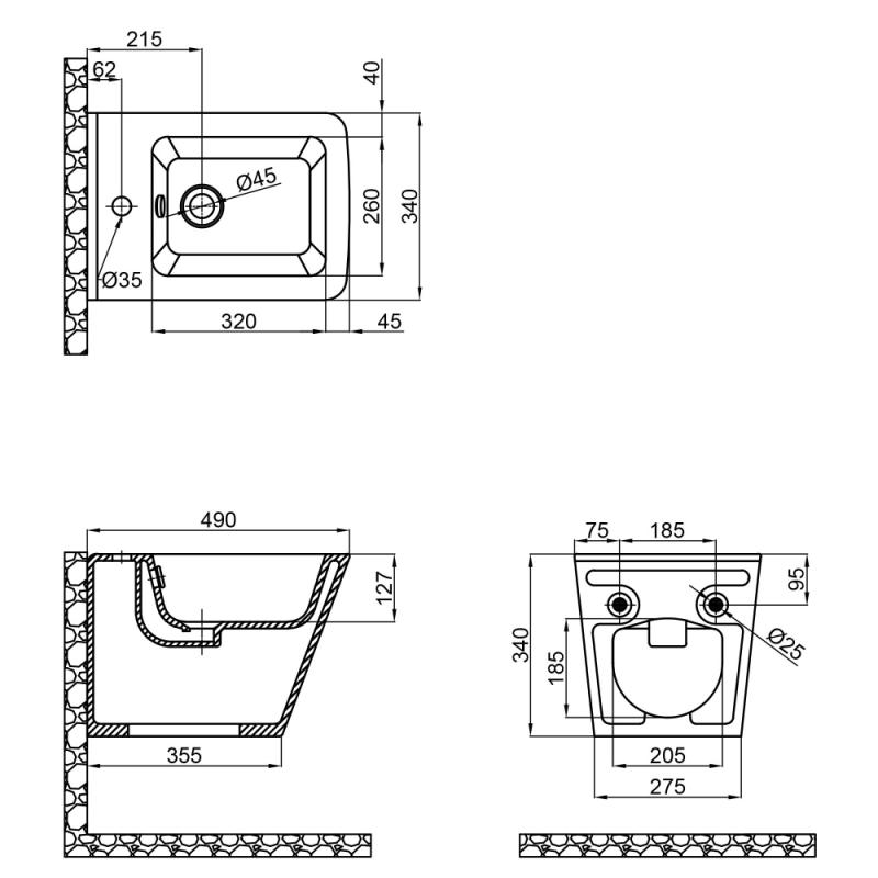 Q-Tap Tern Matt black QT1755052FMB Габаритні розміри